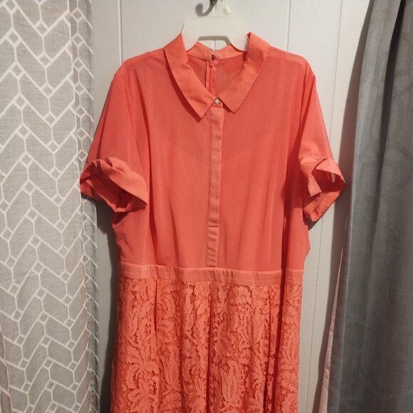 Additionelle pink midi dress with floral lace - Picture 1 of 1